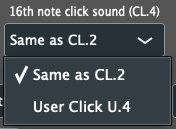 Config Tool: sixteenth-note click sound CL.4 can use the CL.2 sound or user click U.4