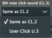 Config Tool: eighth-note click sound CL.3 can use the CL.2 sound or user click U.3