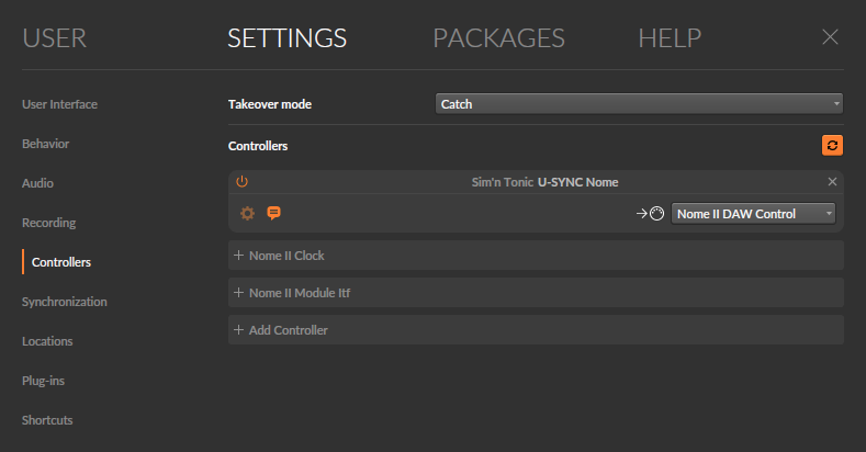 U-SYNC Nome control surface in Bitwig Studio